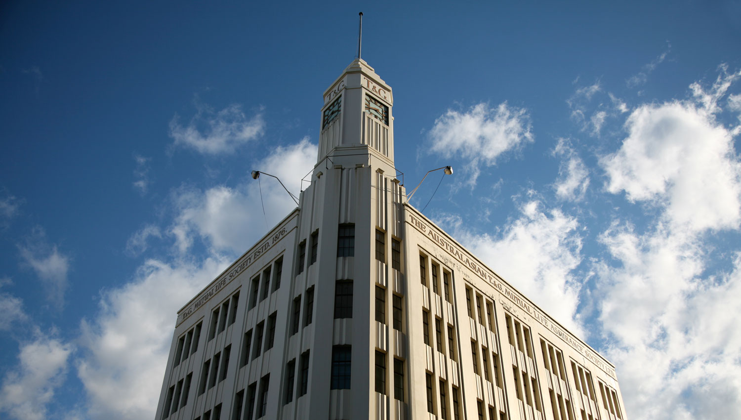 A Hobart art deco building against the sky